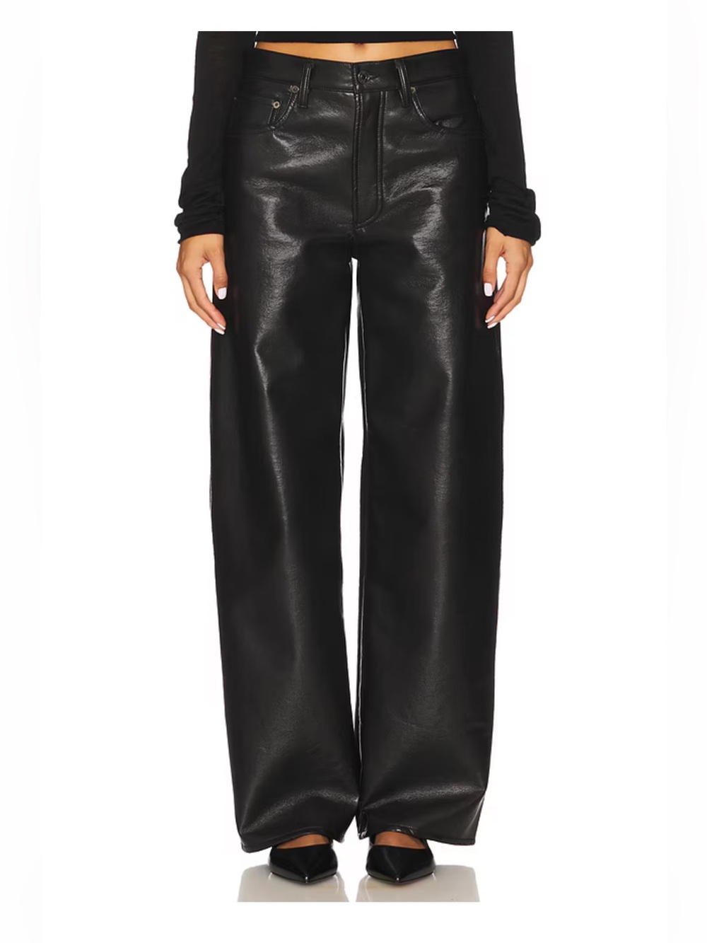 Agolde Black Recycled Leather Pants.